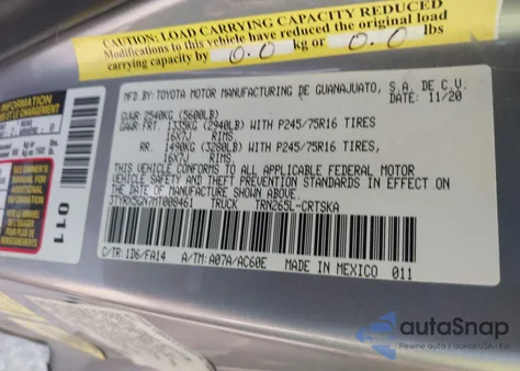 2021 Toyota Tacoma Access Cab/Sr/Sr5 from USA, damaged, VIN 3TYRX5GN7MT008461